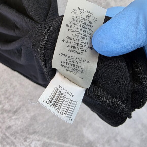 Vince Camuto Shirt Womens XS Black Cold Shoulder Sheer Sleeve V Neck Top - Picture 8 of 9